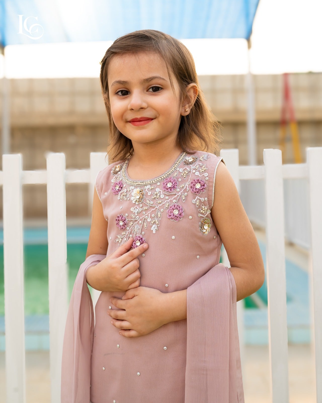 Sterling Silver Sleeveless Gharara Set